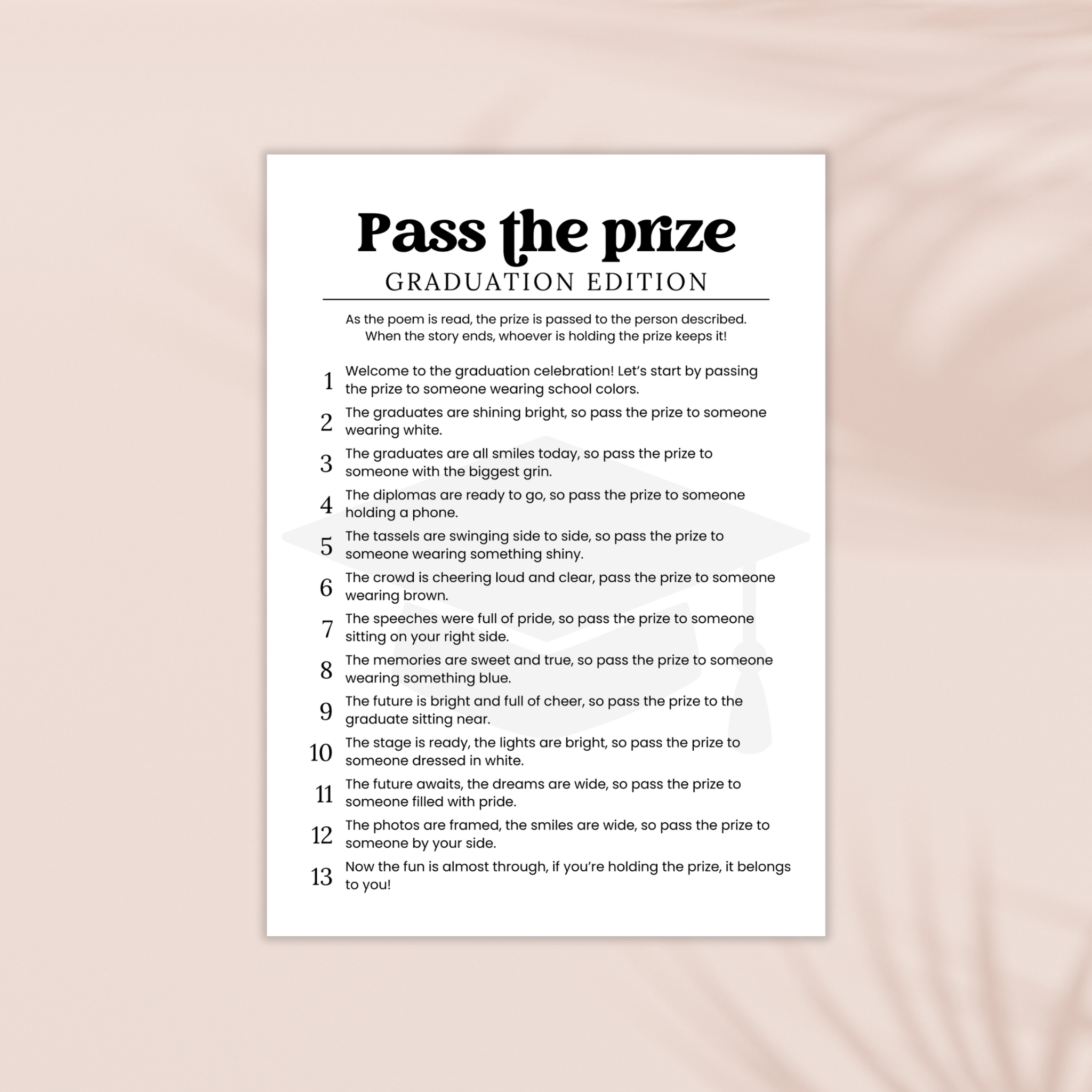 Graduation Pass the Prize Game