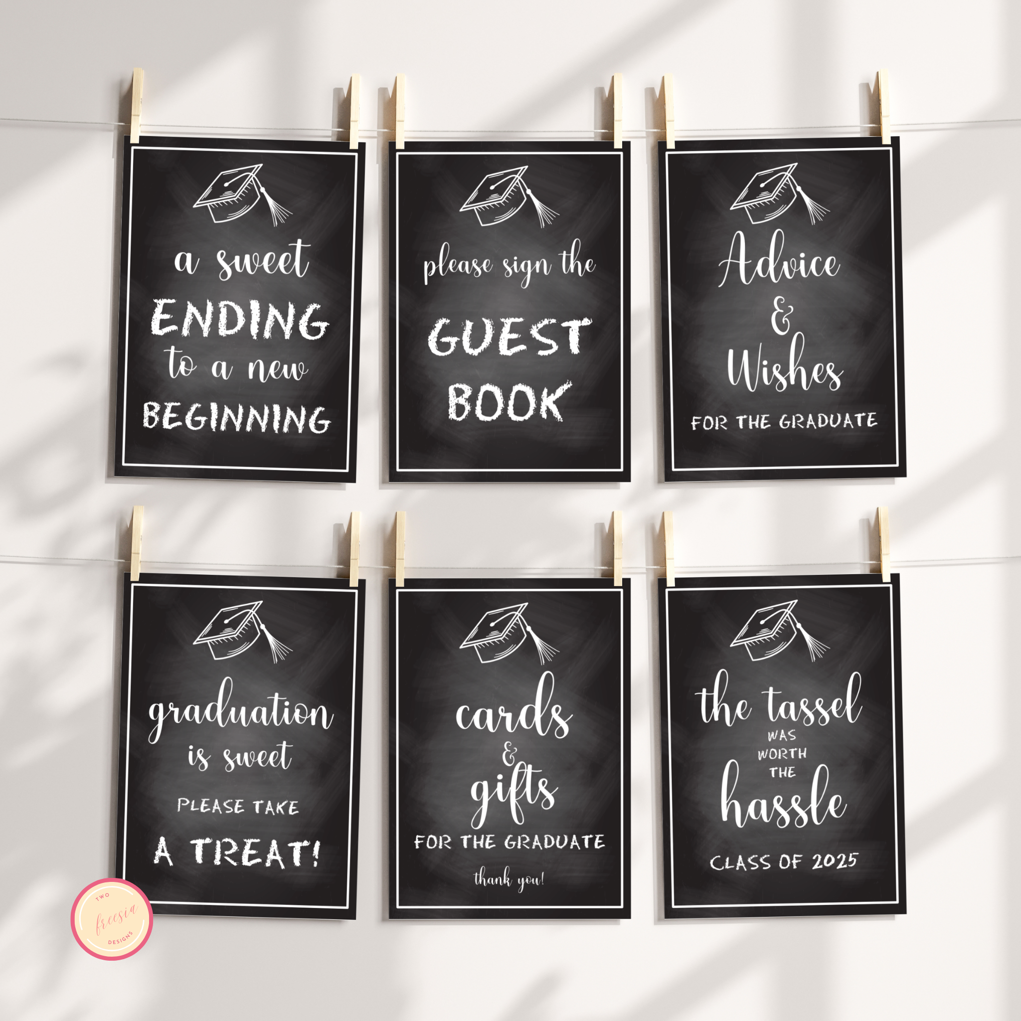 Graduation Party Table Signs Bundle - Chalkboard