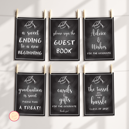 Graduation Party Table Signs Bundle - Chalkboard