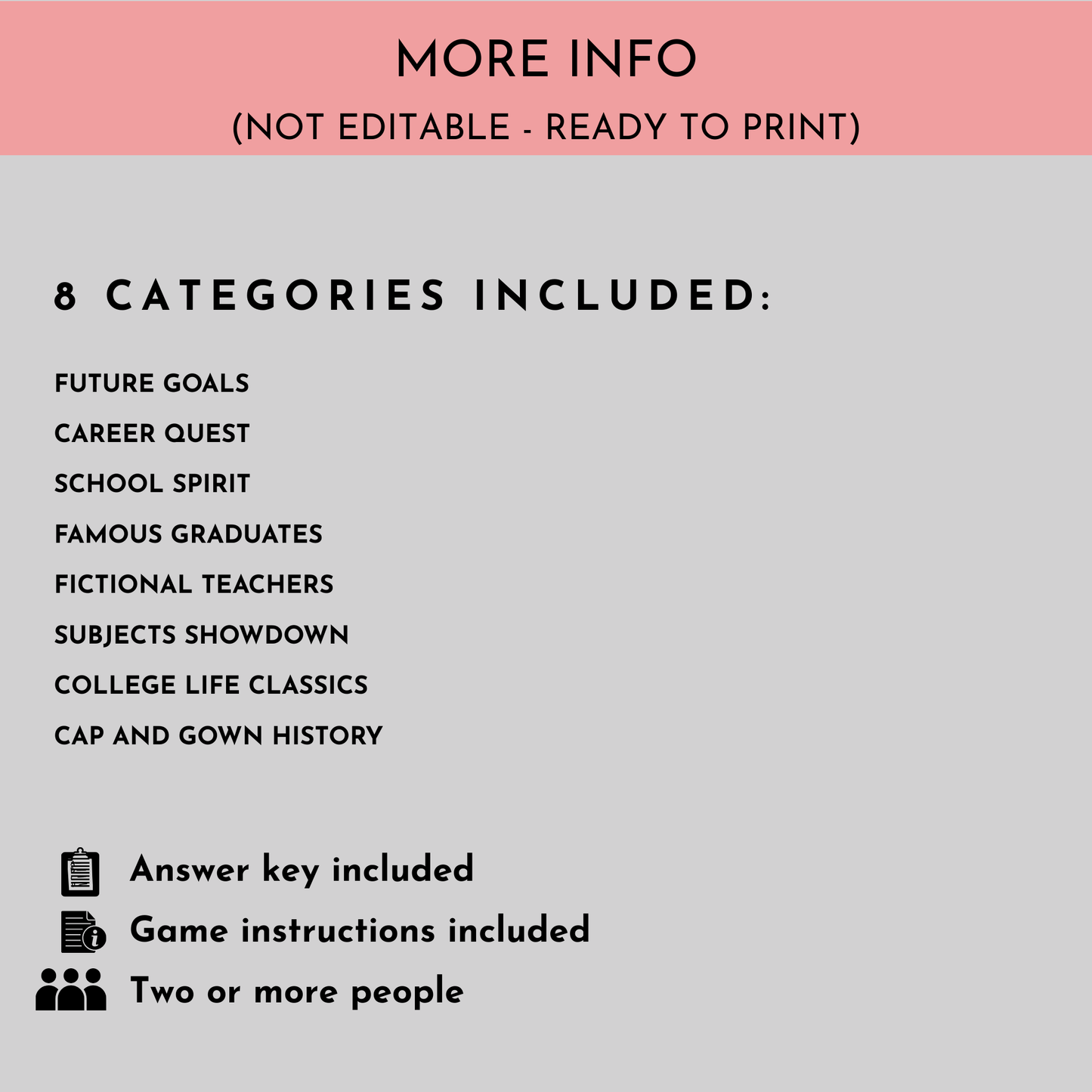 Graduation Trivia Game Bundle