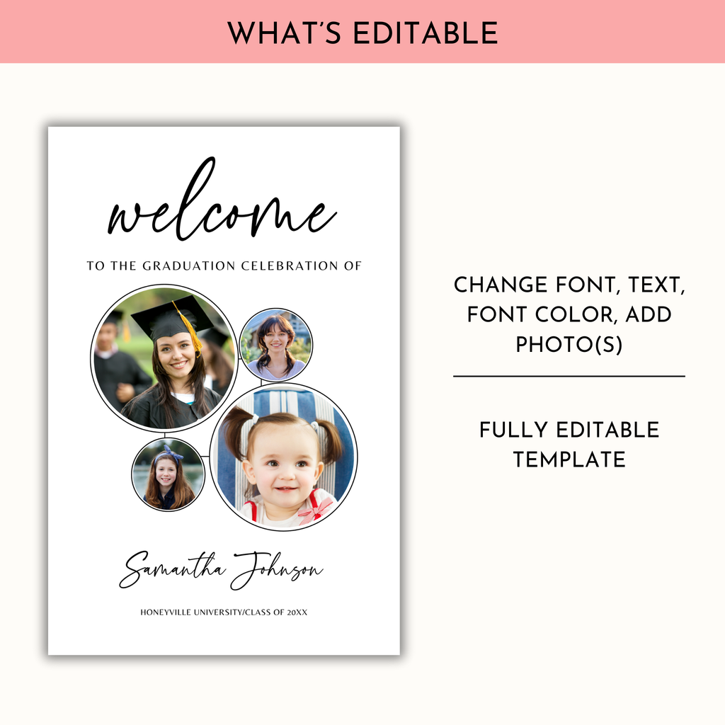 Graduation Party Welcome Sign Template - with Photos