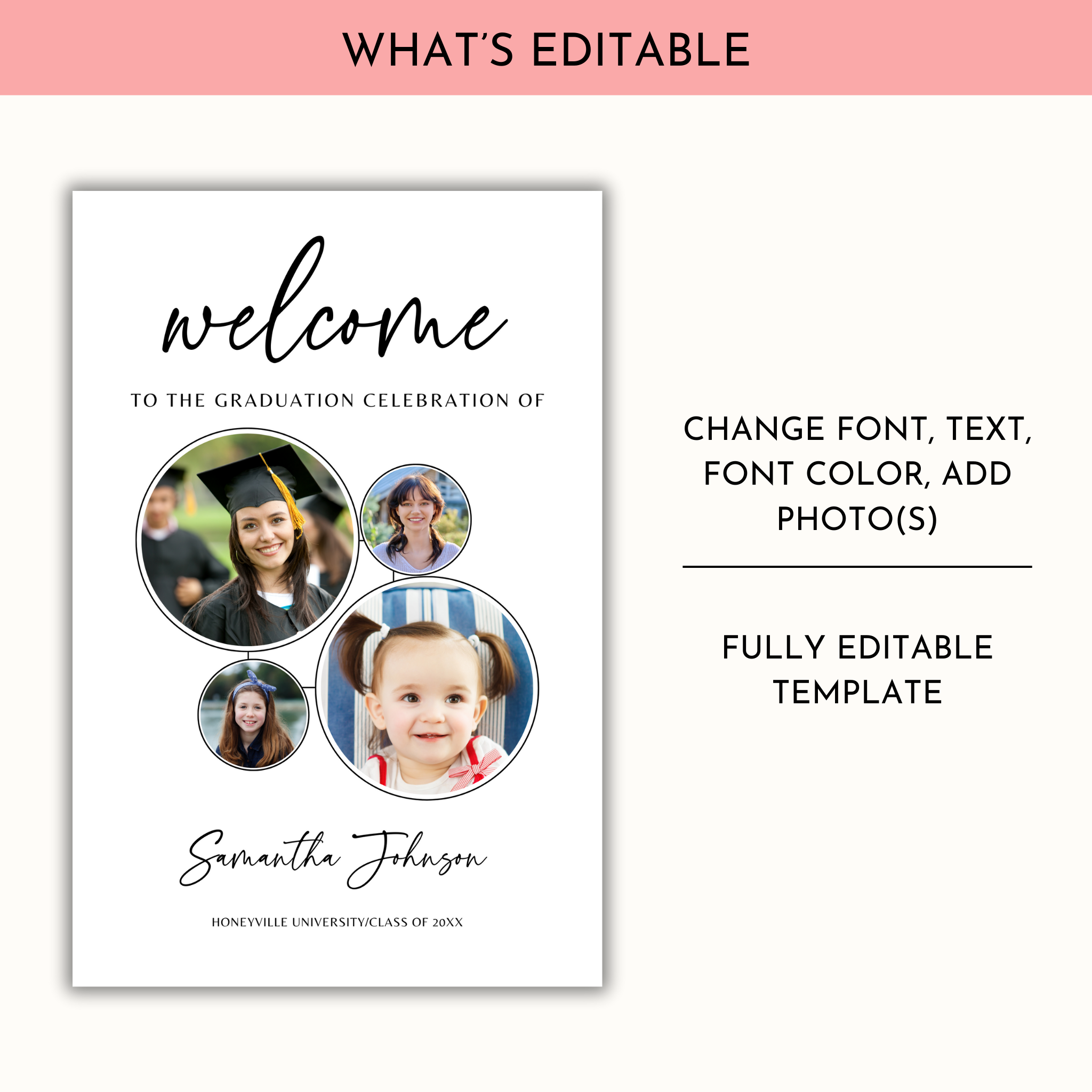 Graduation Party Welcome Sign Template - with Photos