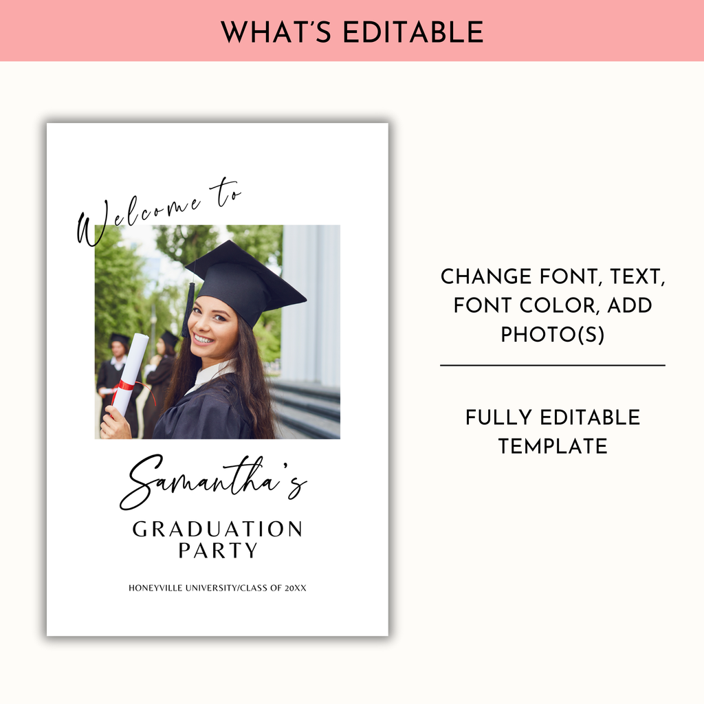 Graduation Party Welcome Sign Template - with Photo