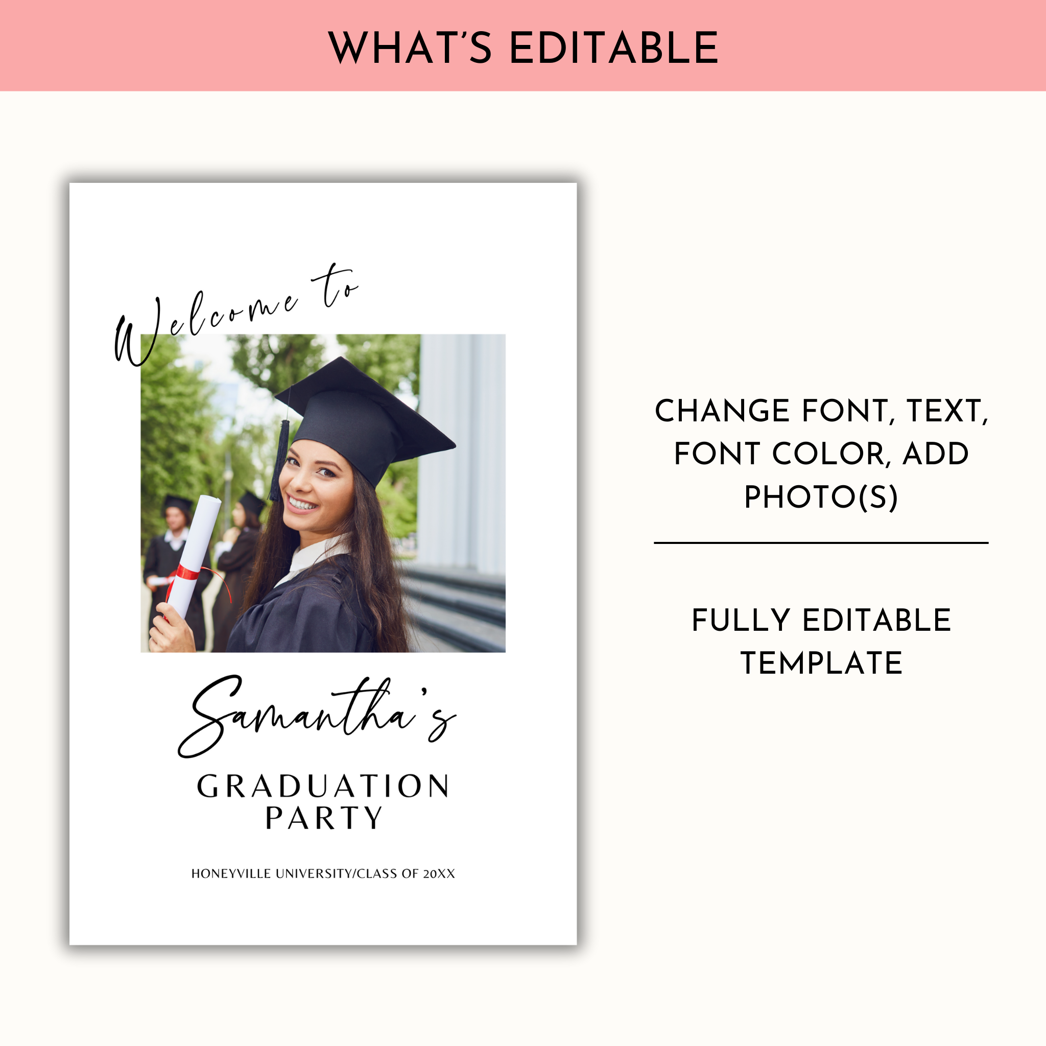 Graduation Party Welcome Sign Template - with Photo