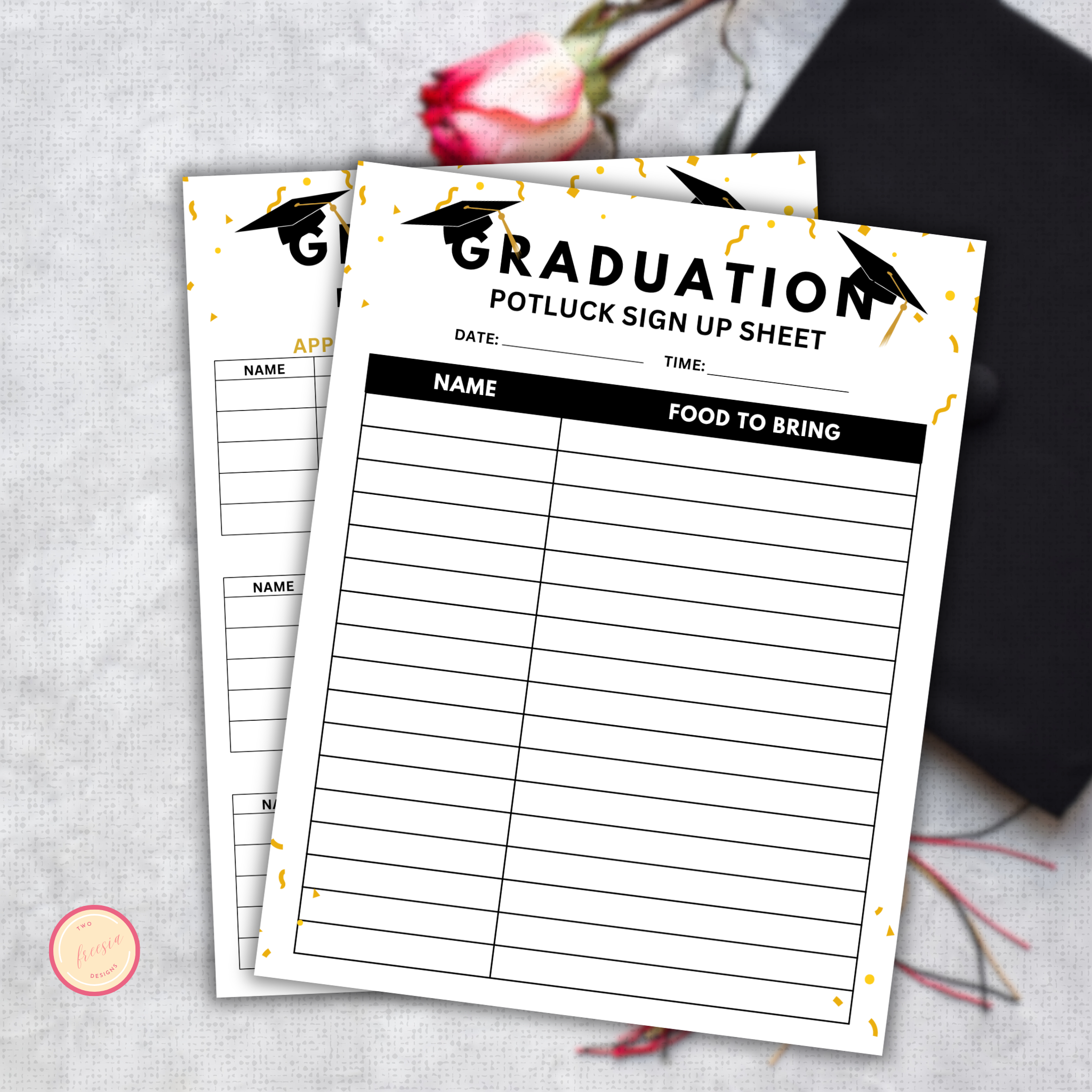 Graduation Potluck Sign Up Sheet Template