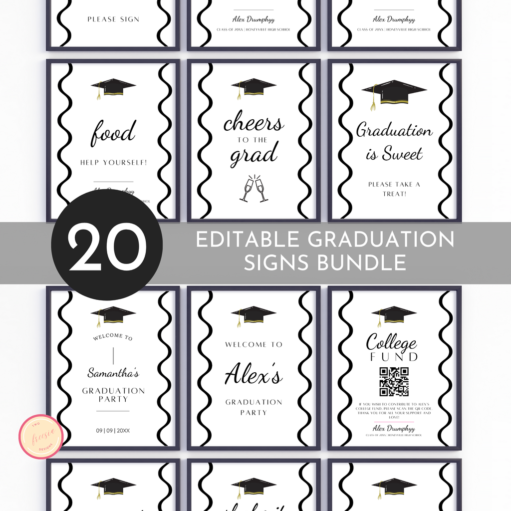 Graduation Party Table Signs - Wavy