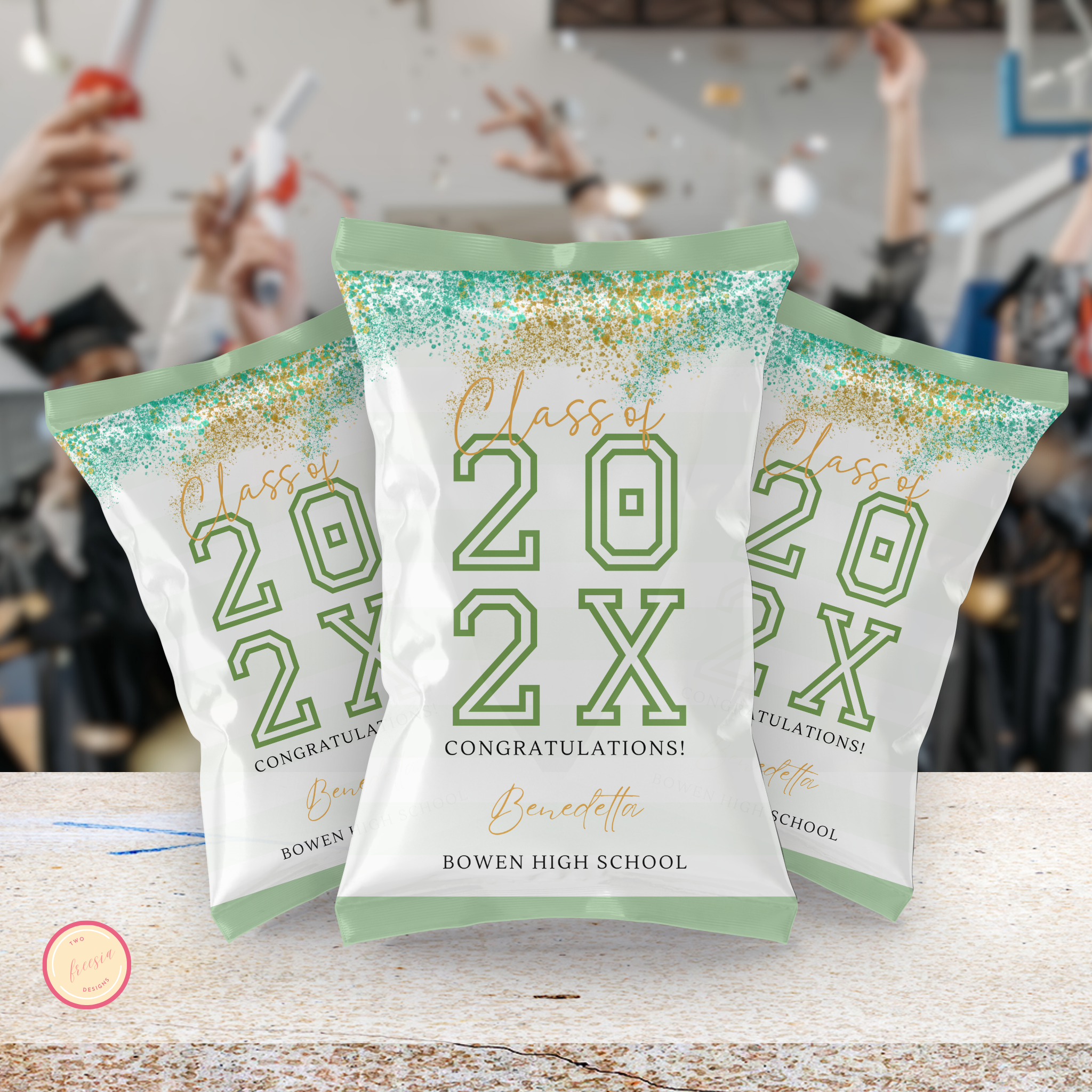 Green Graduation Chip Bag Template