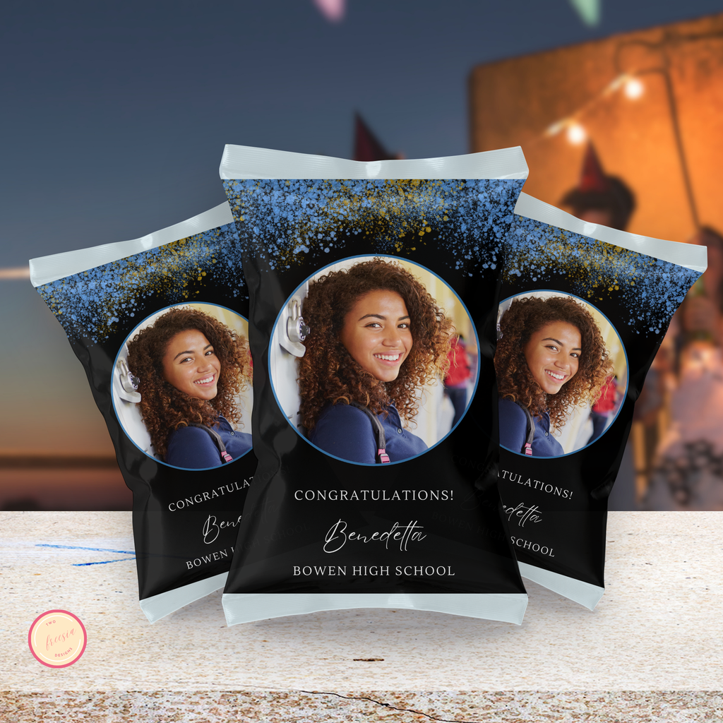 Blue and Black Grad Chip Bag Template