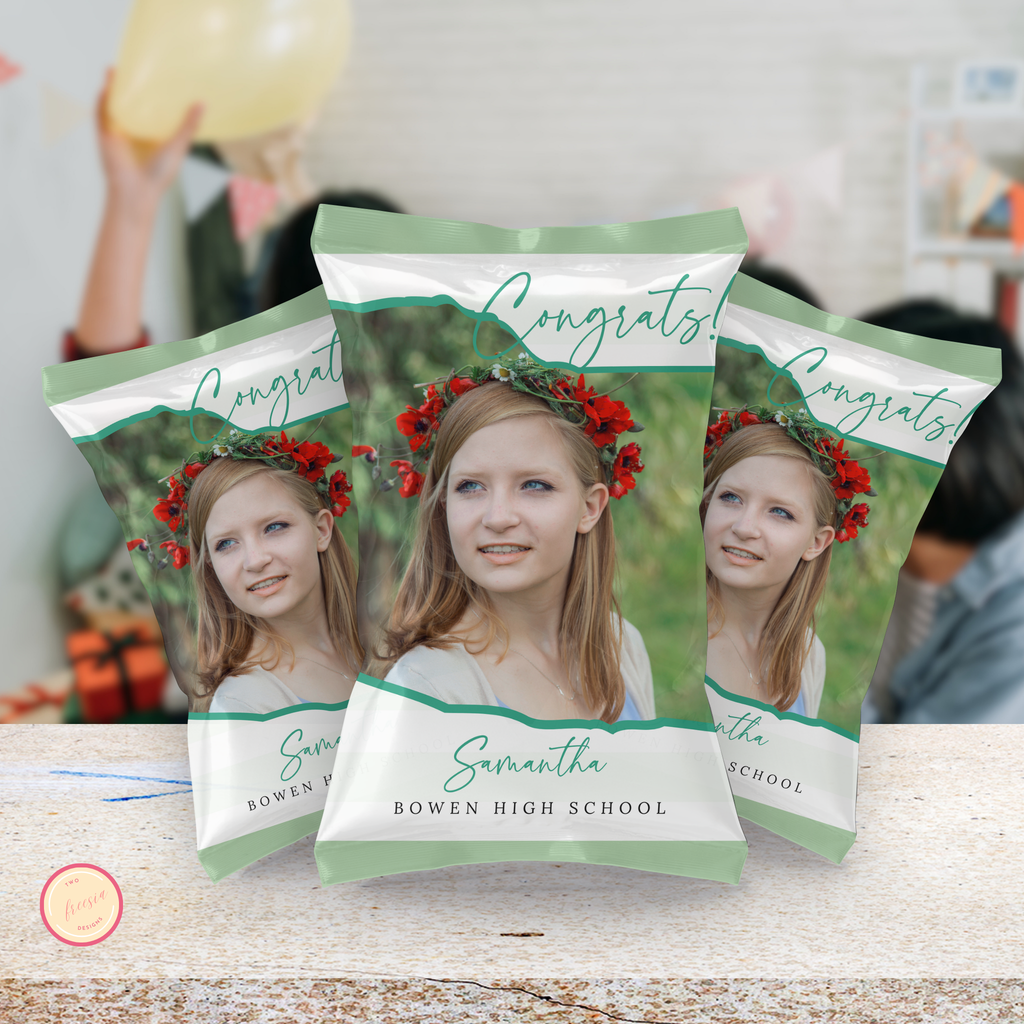 Green Grad Chip Bag Template - with Photo