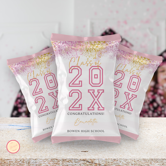 Pink Graduation Chip Bag Template