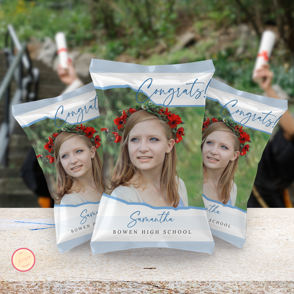 Blue Grad Chip Bag Template - with Photo