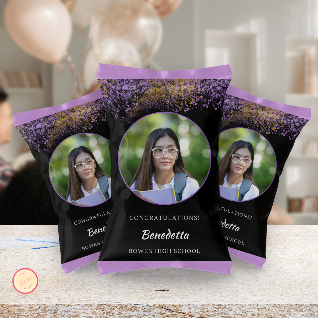Purple and Black Grad Chip Bag Template