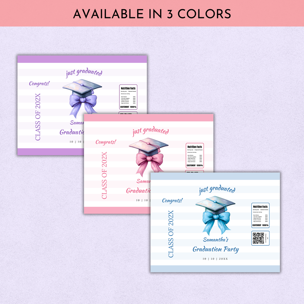 Pink Bow Graduation Chip Bag Template