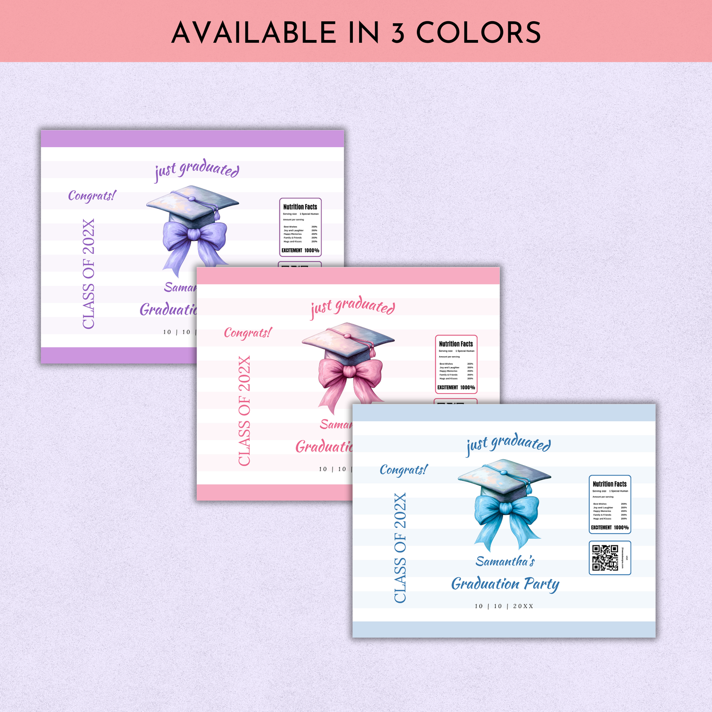 Purple Bow Graduation Chip Bag Template