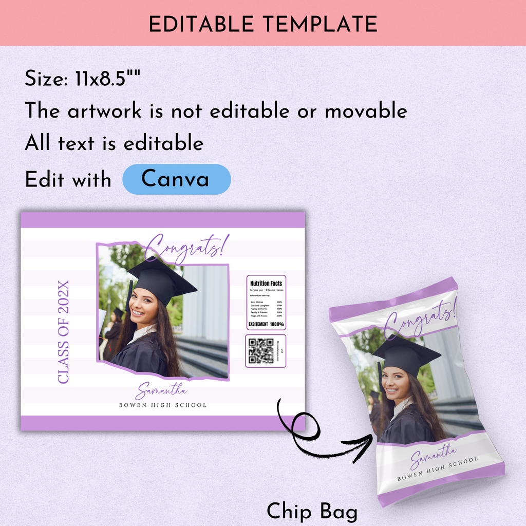 Purple Grad Chip Bag Template - with Photo