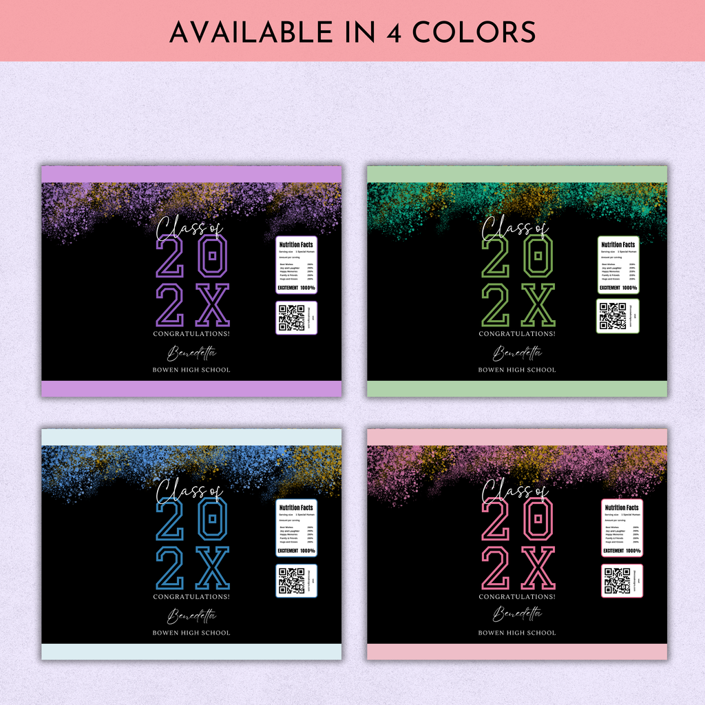 Purple and Black Graduation Chip Bag Template