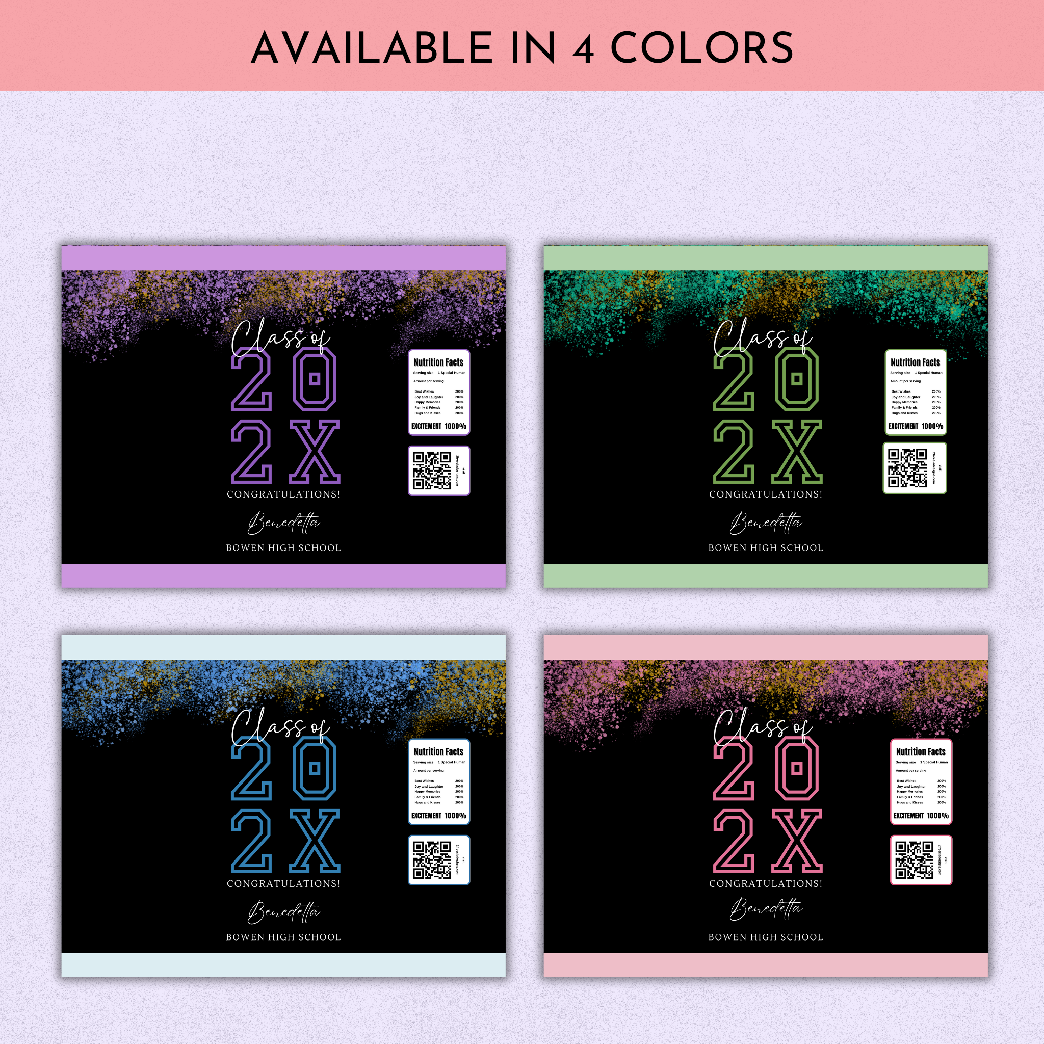 Purple and Black Graduation Chip Bag Template