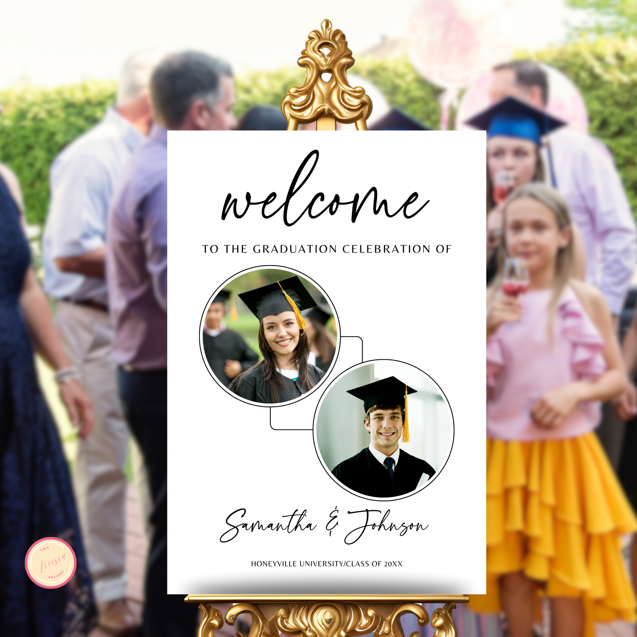 Graduation Party Welcome Sign Template - 2 Grads