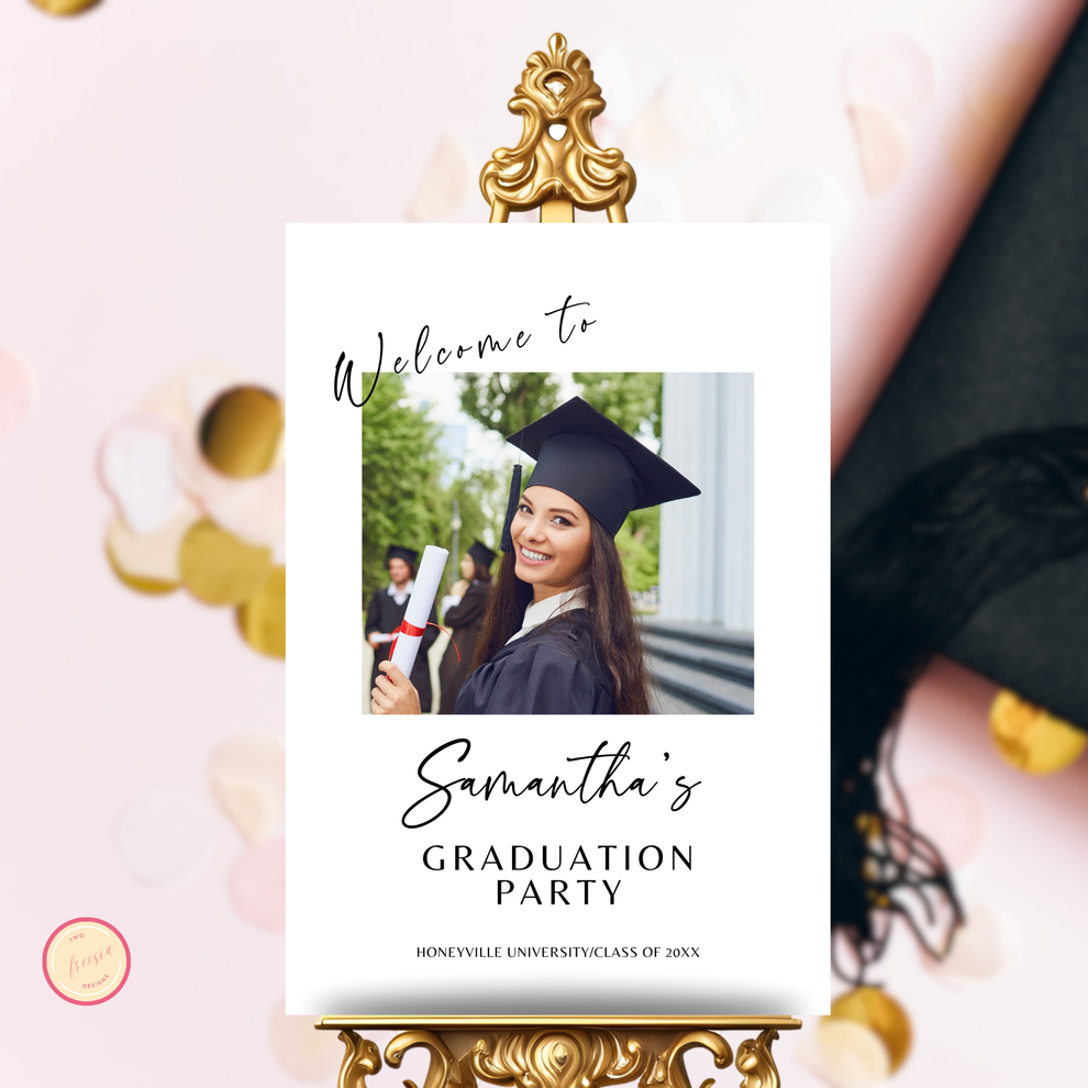 Graduation Party Welcome Sign Template with Photo - Modern Minimalist ...