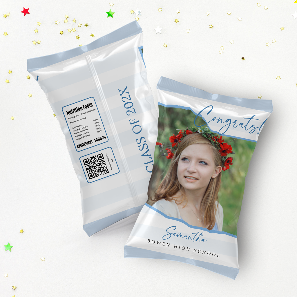 Blue Grad Chip Bag Template - with Photo