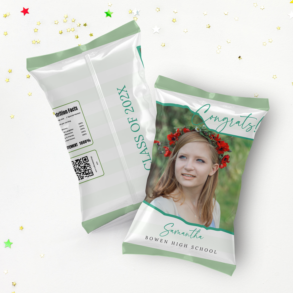 Green Grad Chip Bag Template - with Photo