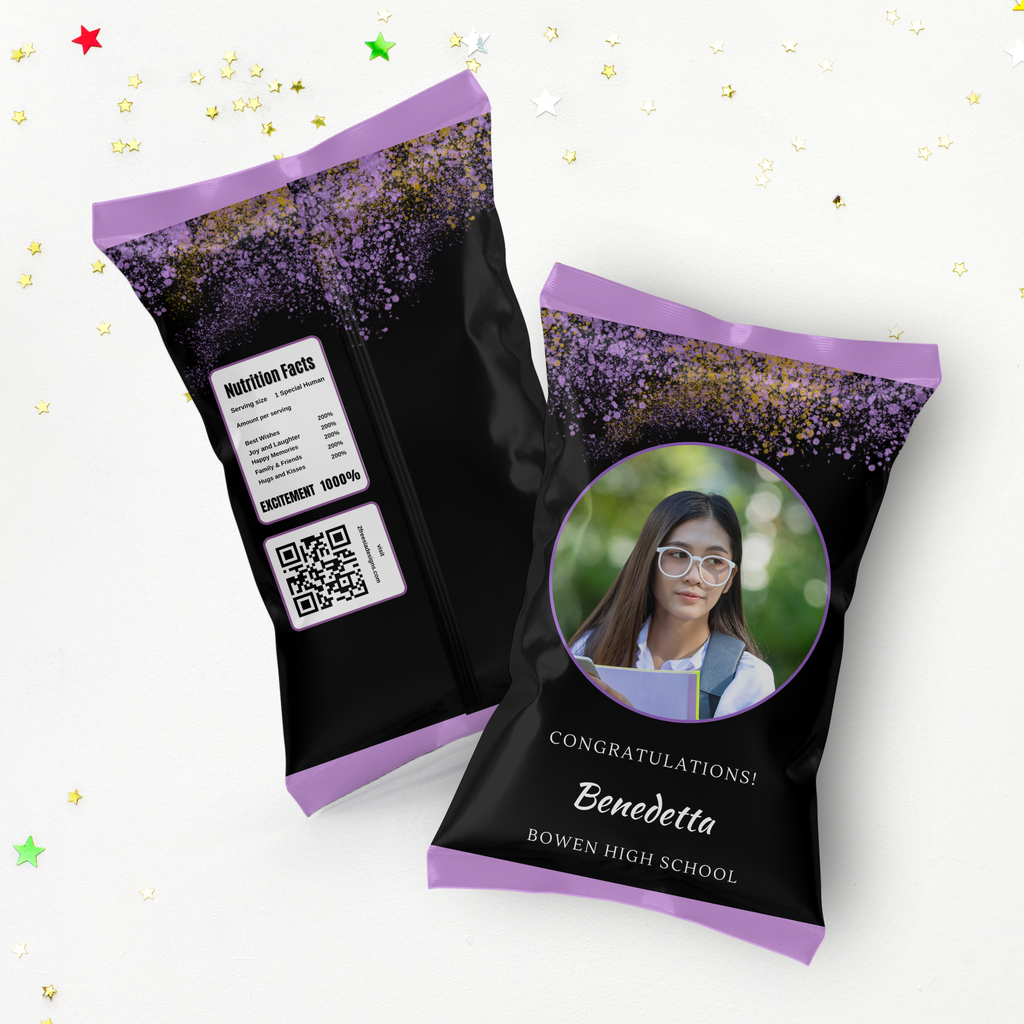Purple and Black Grad Chip Bag Template
