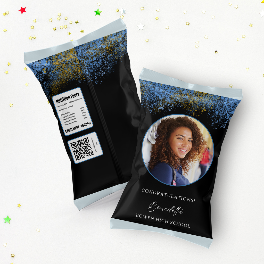 Blue and Black Grad Chip Bag Template