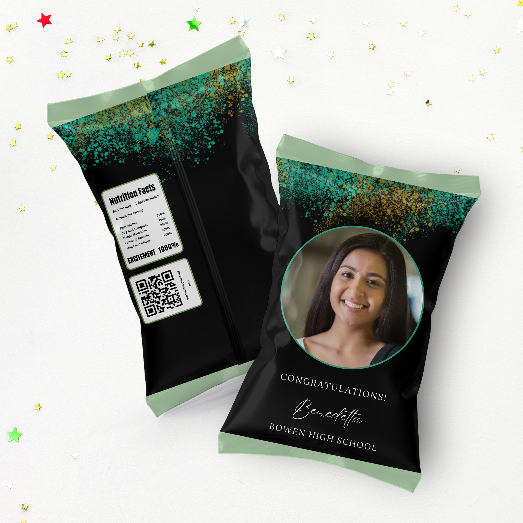 Green and Black Grad Chip Bag Template