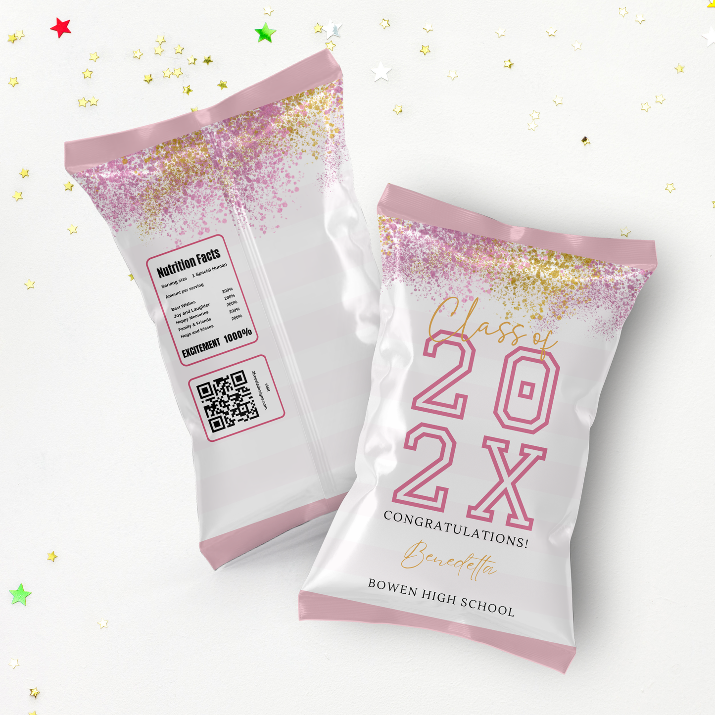 Pink Graduation Chip Bag Template