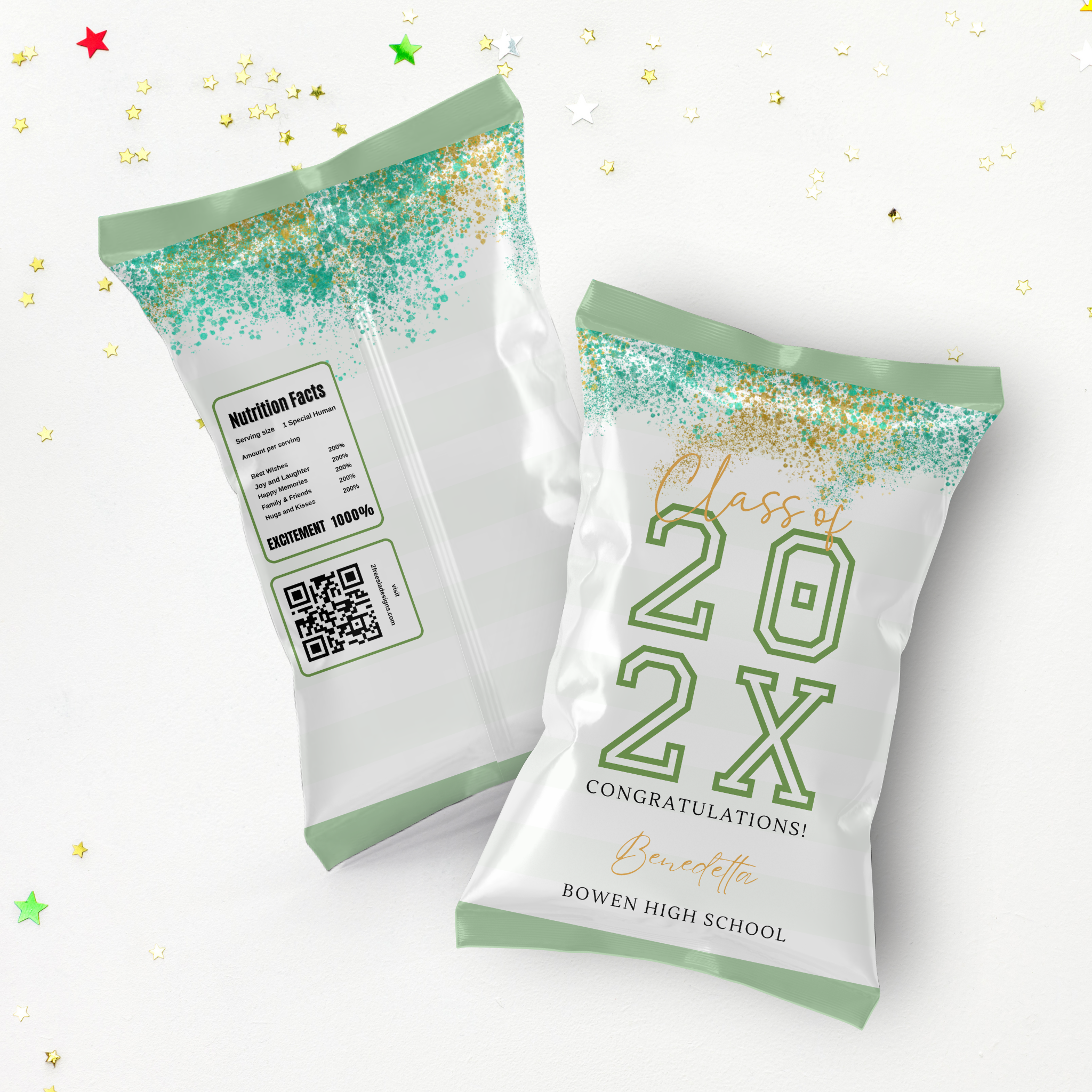 Green Graduation Chip Bag Template