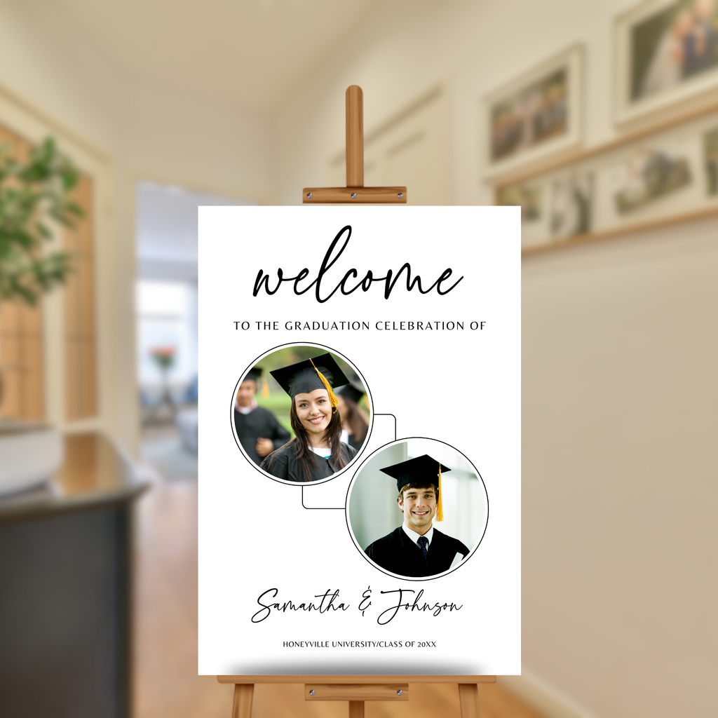 Graduation Party Welcome Sign Template - 2 Grads