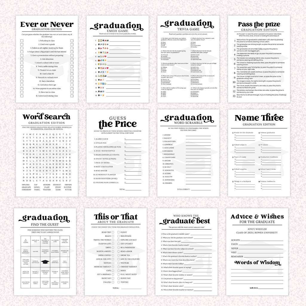 Graduation Game Bundle | Editable