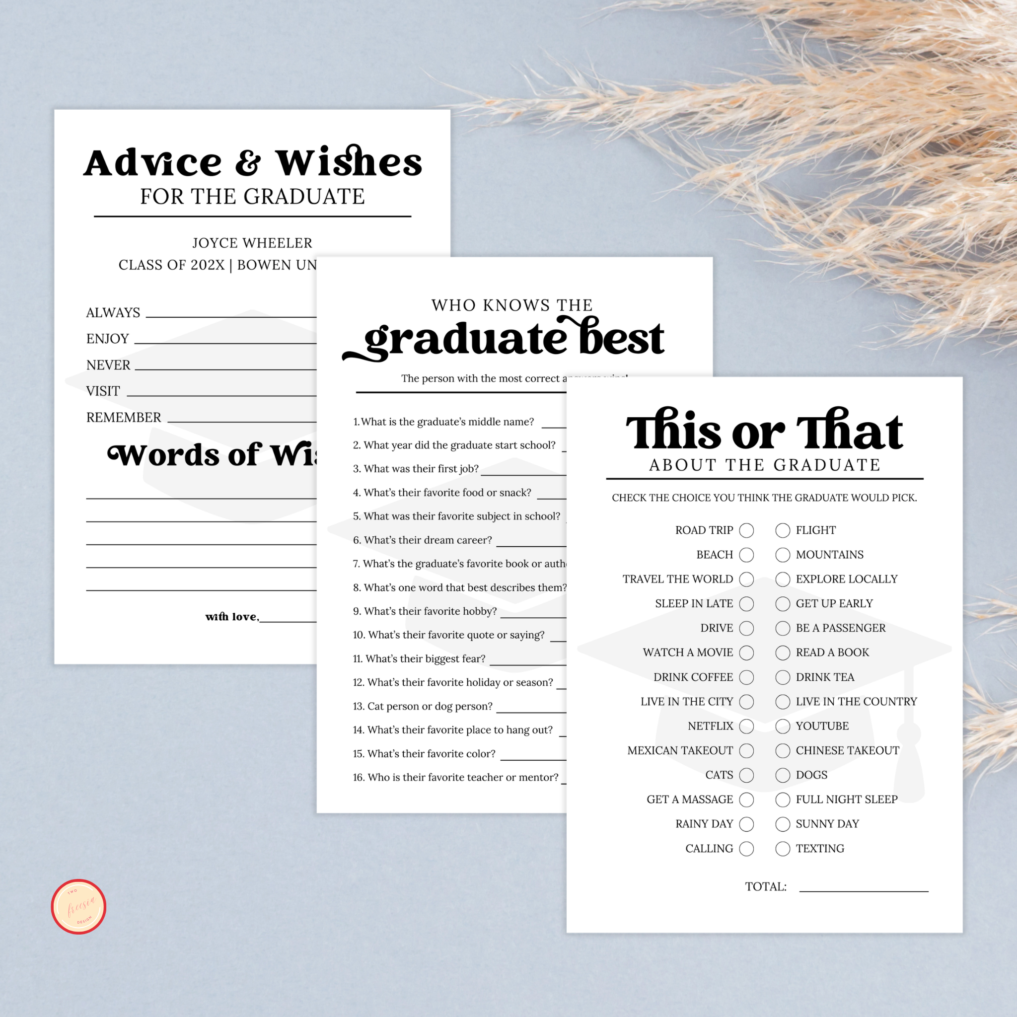 3 Graduation Game Bundle | Editable