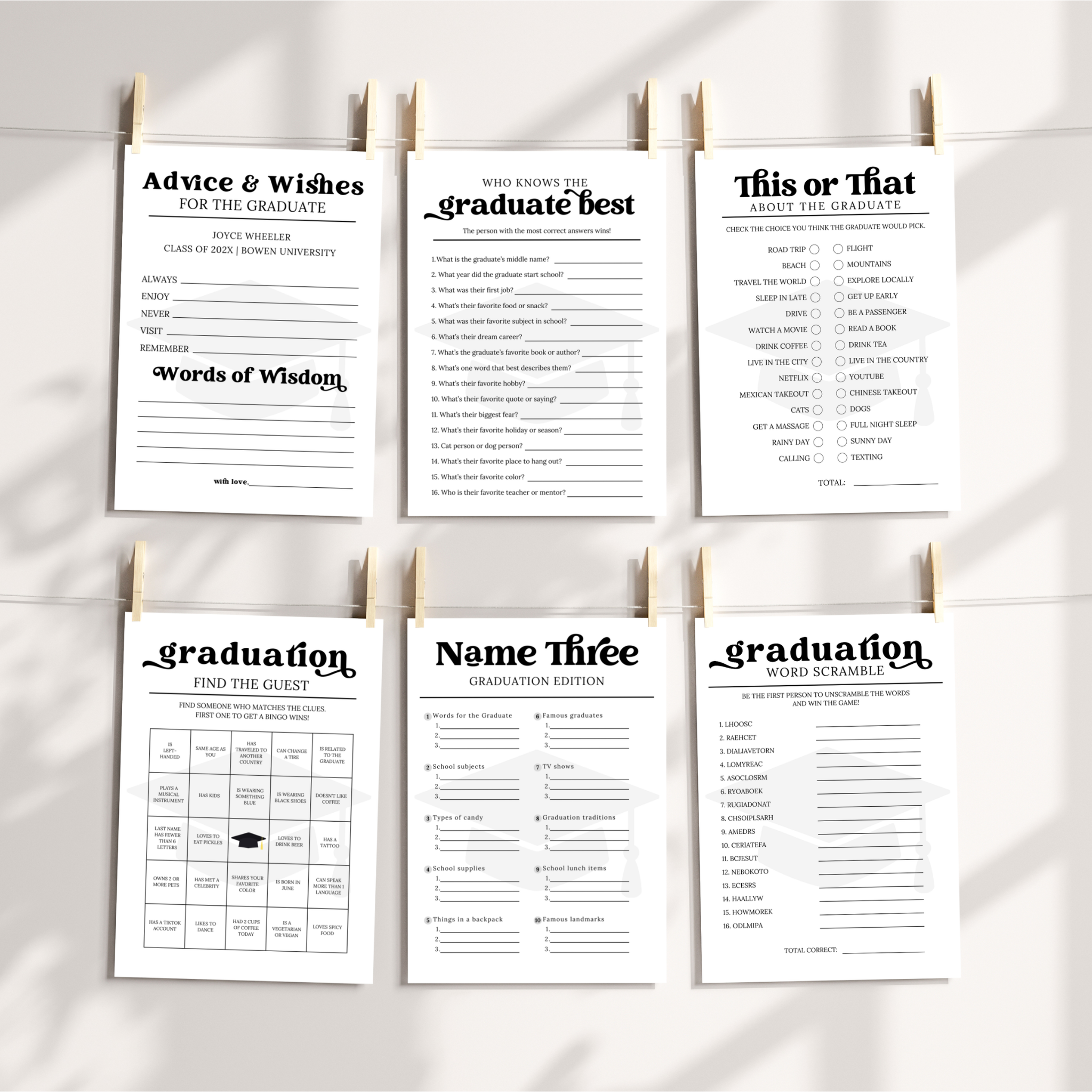 Graduation Game Bundle | Editable