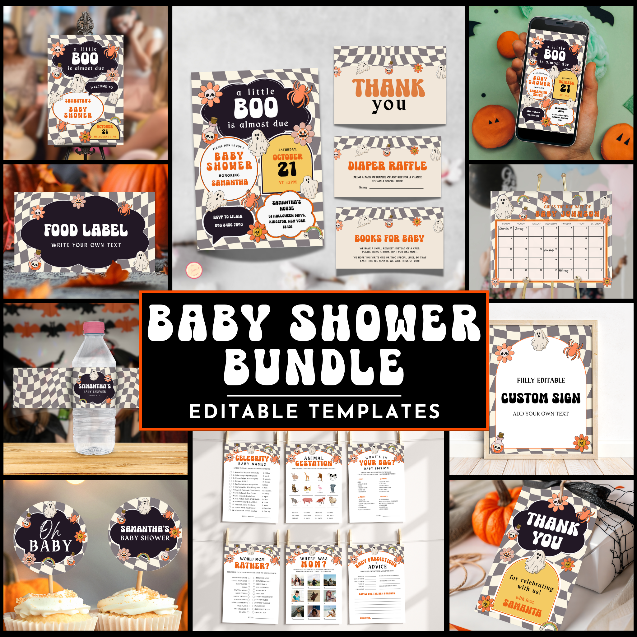 Retro Halloween Baby Shower Bundle