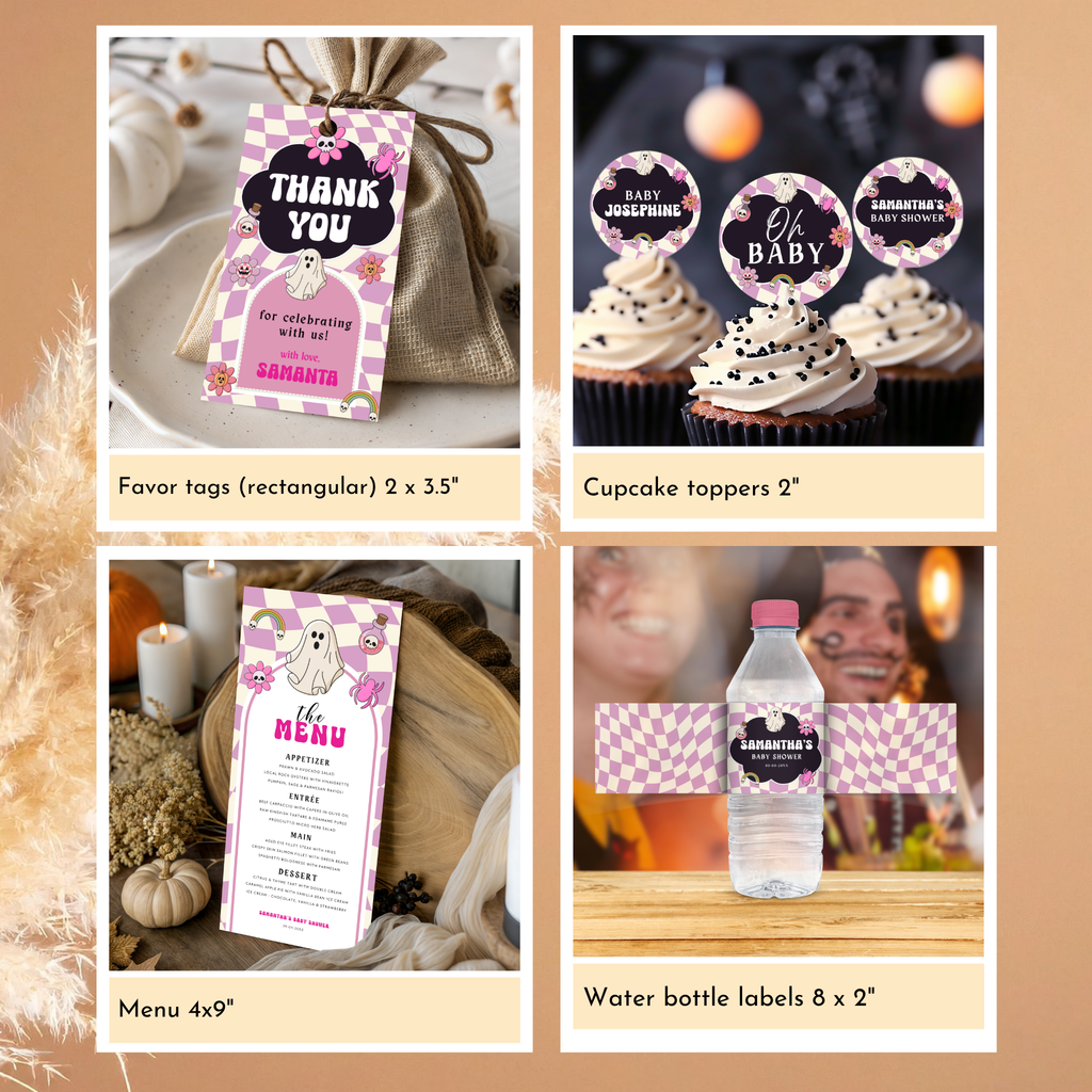 Retro Halloween Baby Shower Bundle | Pink