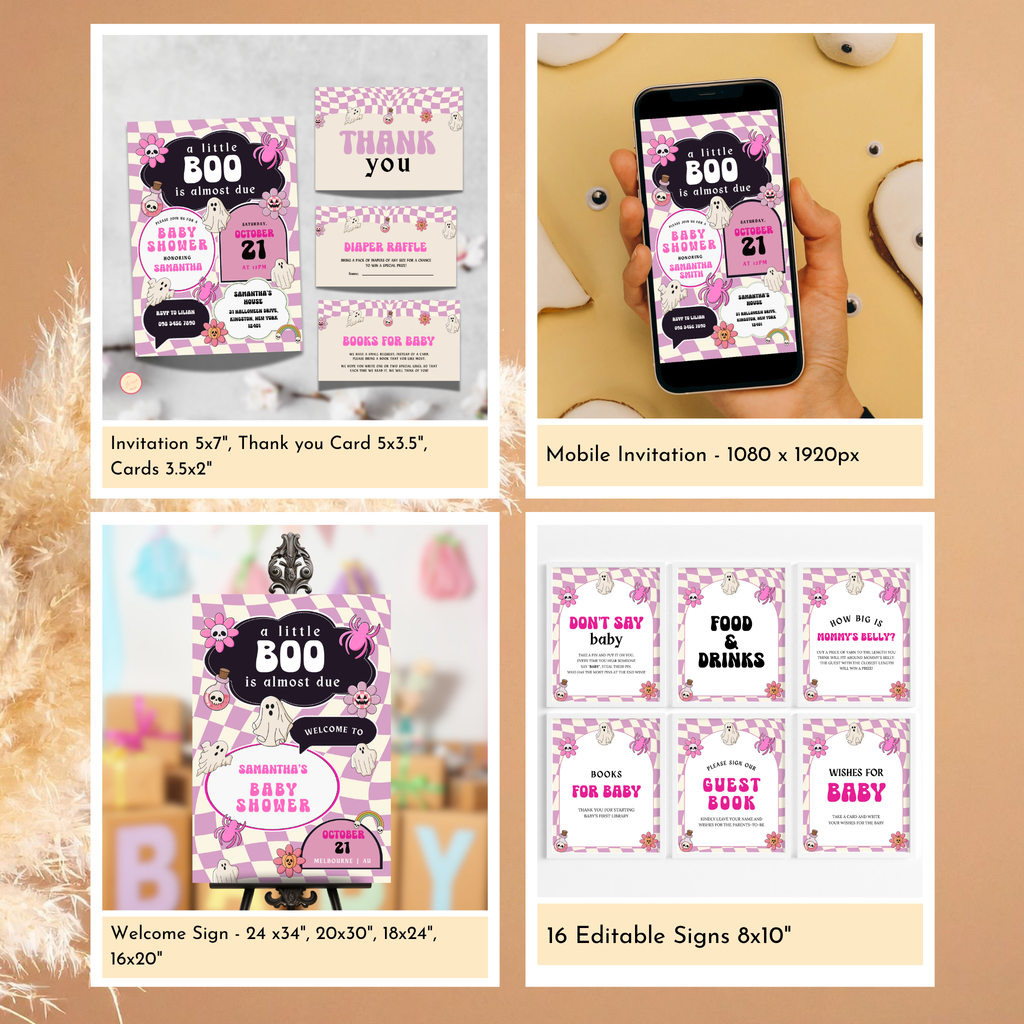 Retro Halloween Baby Shower Bundle | Pink