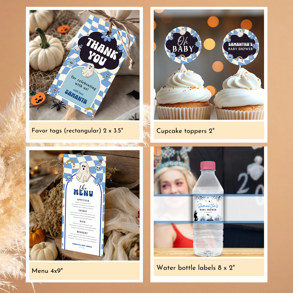 Retro Halloween Baby Shower Bundle | Blue