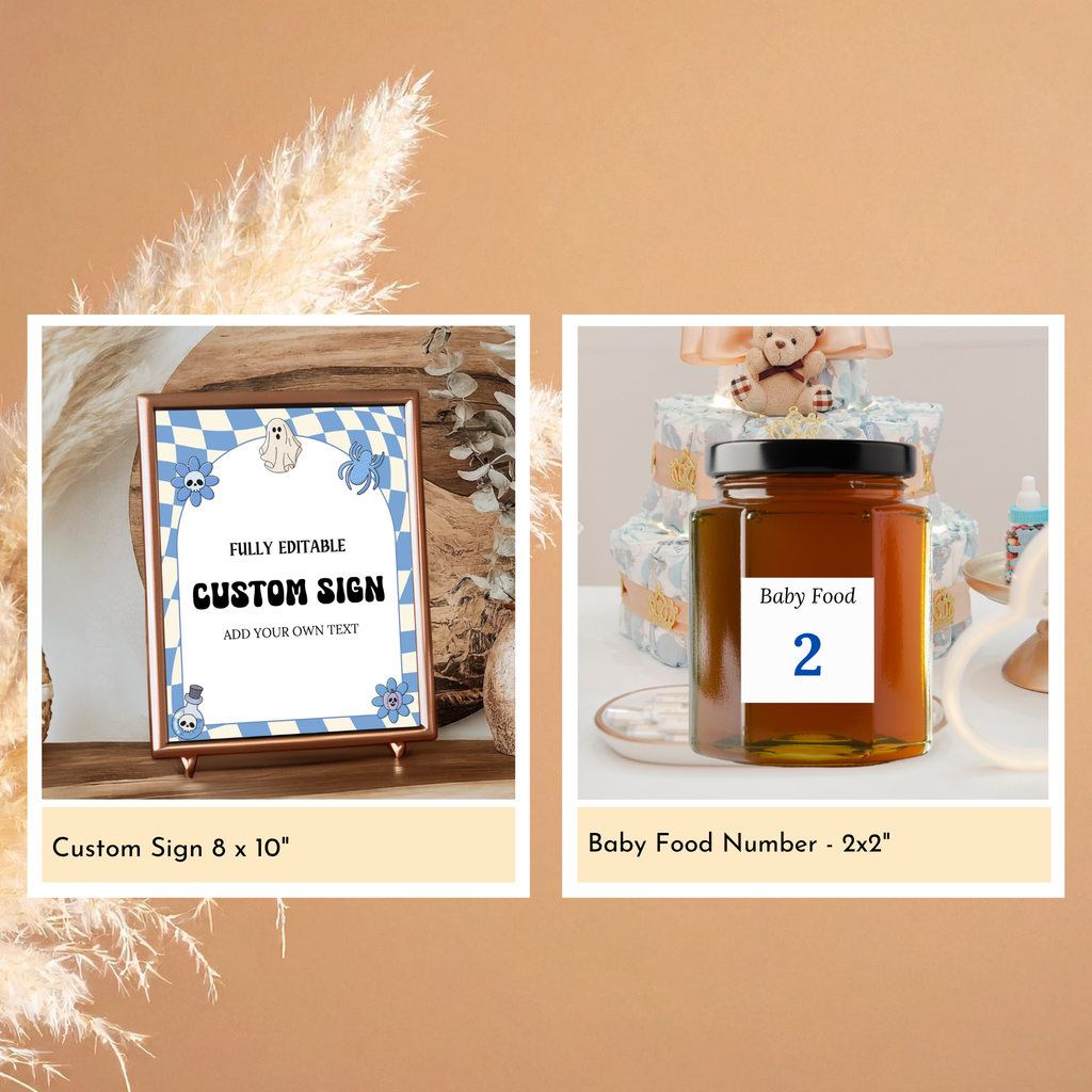 Retro Halloween Baby Shower Bundle | Blue