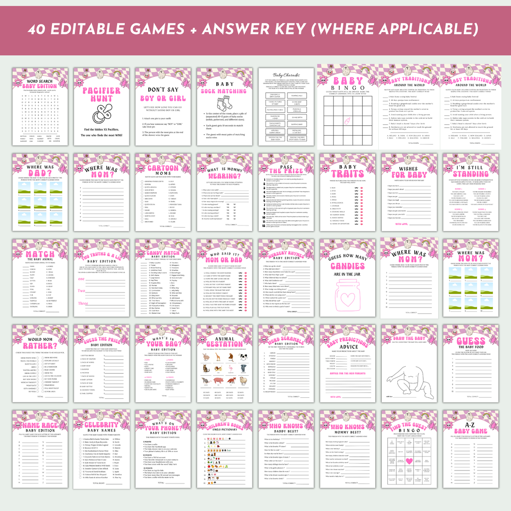 Halloween Baby Shower Games and Signage Bundle