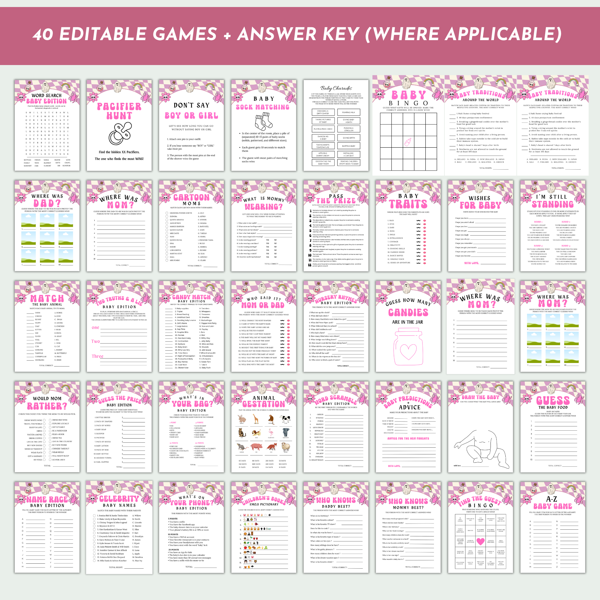 Halloween Baby Shower Games and Signage Bundle