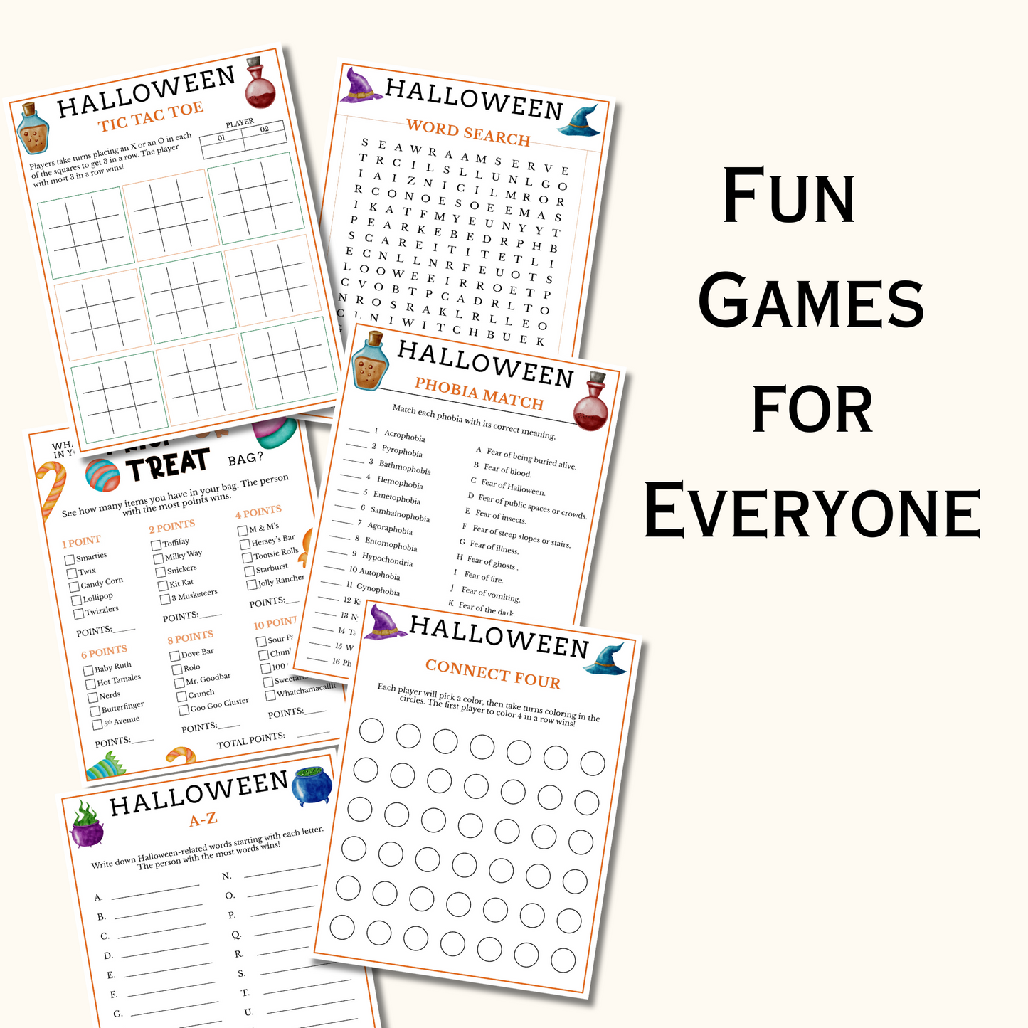 Halloween Party Games - 16 Printable Games