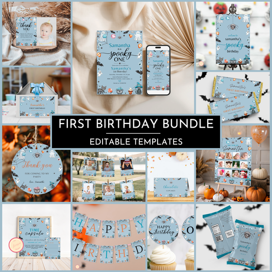 Halloween 1st Birthday Template Bundle #1