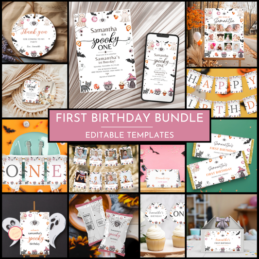 Halloween 1st Birthday Template Bundle #3