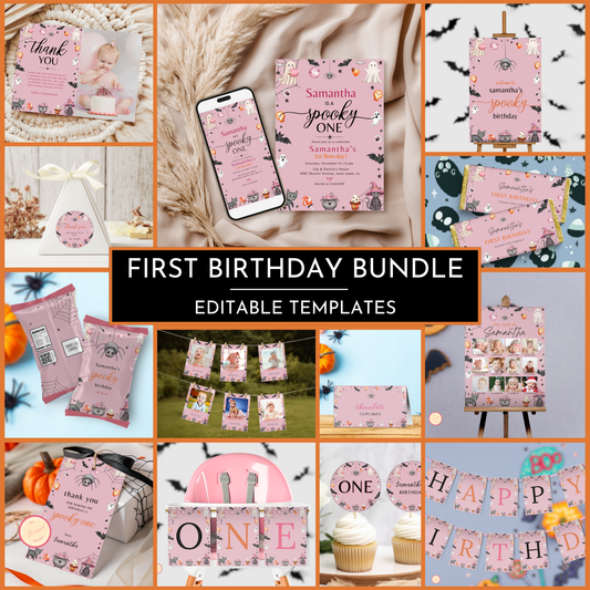 Halloween 1st Birthday Template Bundle #2
