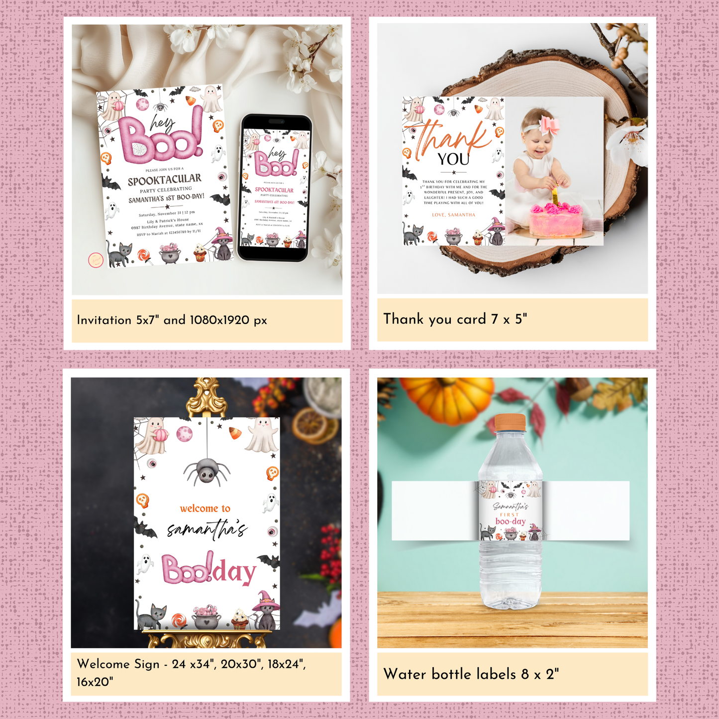 Halloween 1st Birthday Template Bundle