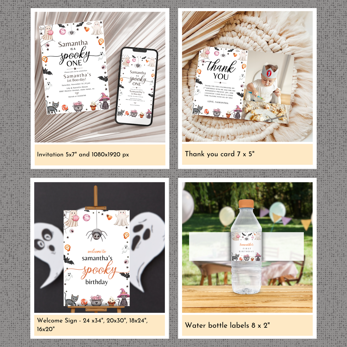Halloween 1st Birthday Template Bundle #3