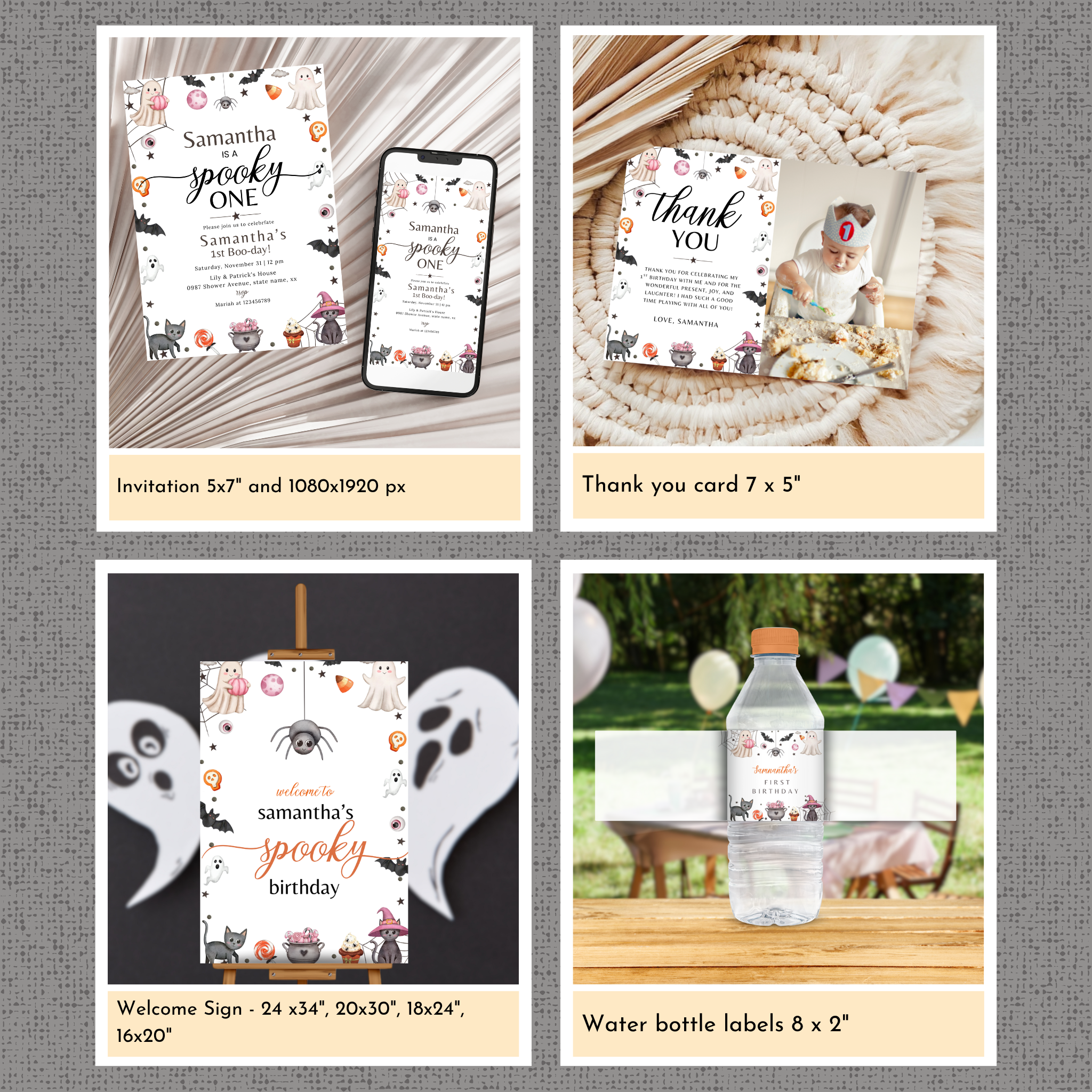 Halloween 1st Birthday Template Bundle #3