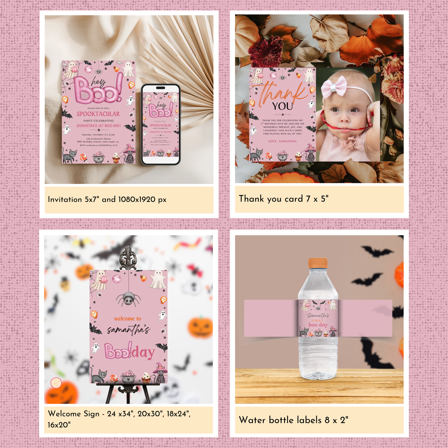 Halloween 1st Birthday Template Bundle - Hey Boo #1