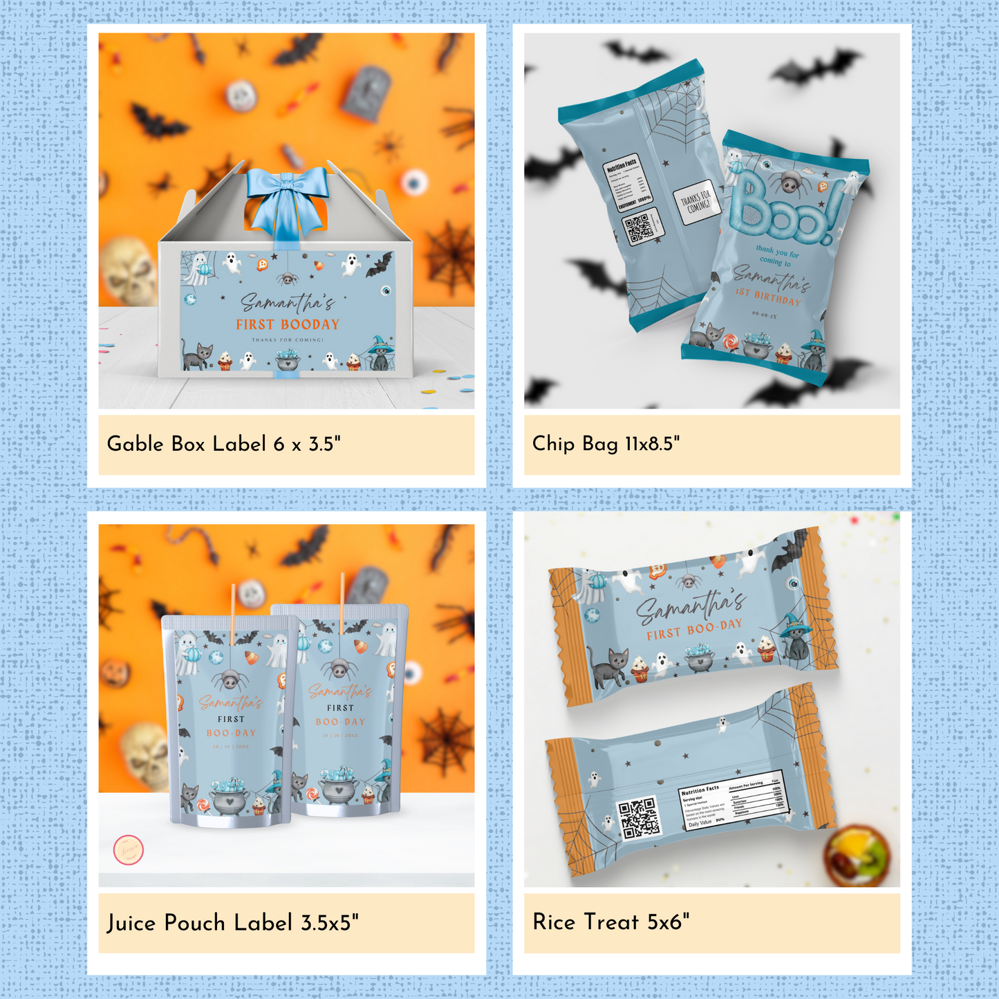 Halloween 1st Birthday Template Bundle - Hey Boo